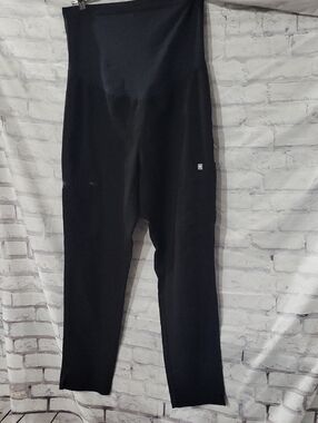 Figs Black High-Rise Maternity Leggings with Support Panel